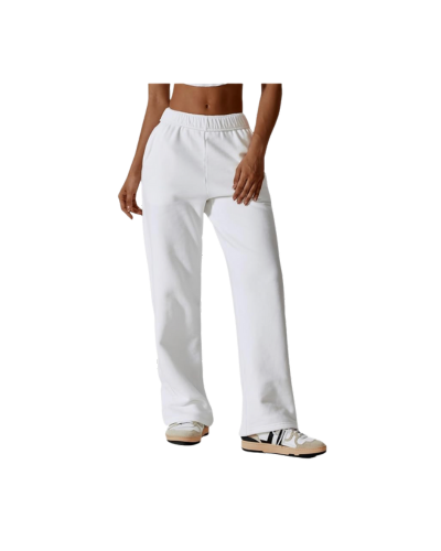 Women’s high-waisted straight leg sweatpants with elastic waistband and side pockets, made from cotton-blend fabric for comfort and style.