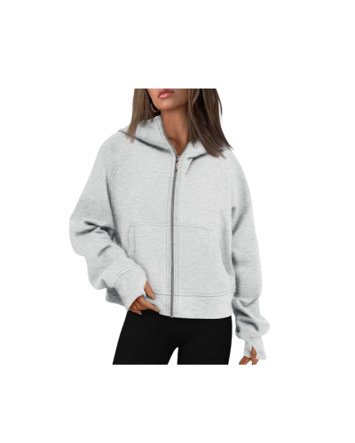 AUTOMET women's zip-up cropped hoodie fleece jacket, oversized sweatshirt for fall fashion