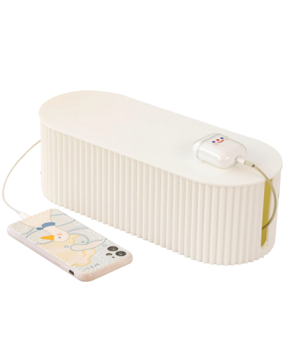 FABROK white cable management box with 10 reusable cable ties for organizing power strips and cords