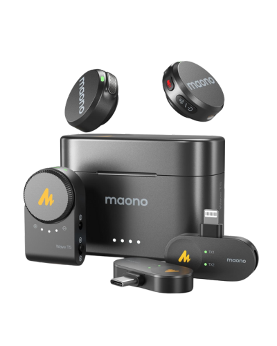 MAONO noise-cancelling microphone for iPhone with lightning connector, portable for podcasting, recording, and streaming