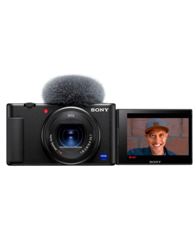 Sony ZV-1 digital camera for content creators and vloggers with flip-out screen, built-in microphone, and 4K HDR video