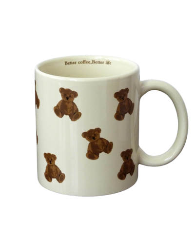 Cute vintage cartoon bear ceramic coffee mug 350ml novelty gift for women