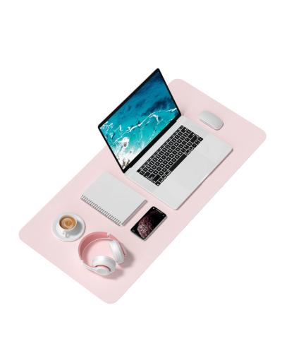 Wolaile ivory white leather desk pad 36x17 inch, waterproof and non-slip, for office and home use