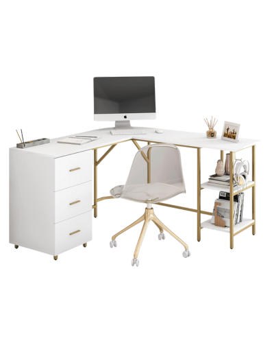 Techni Mobili L-shaped desk with two-tone finish for modern home office workspace